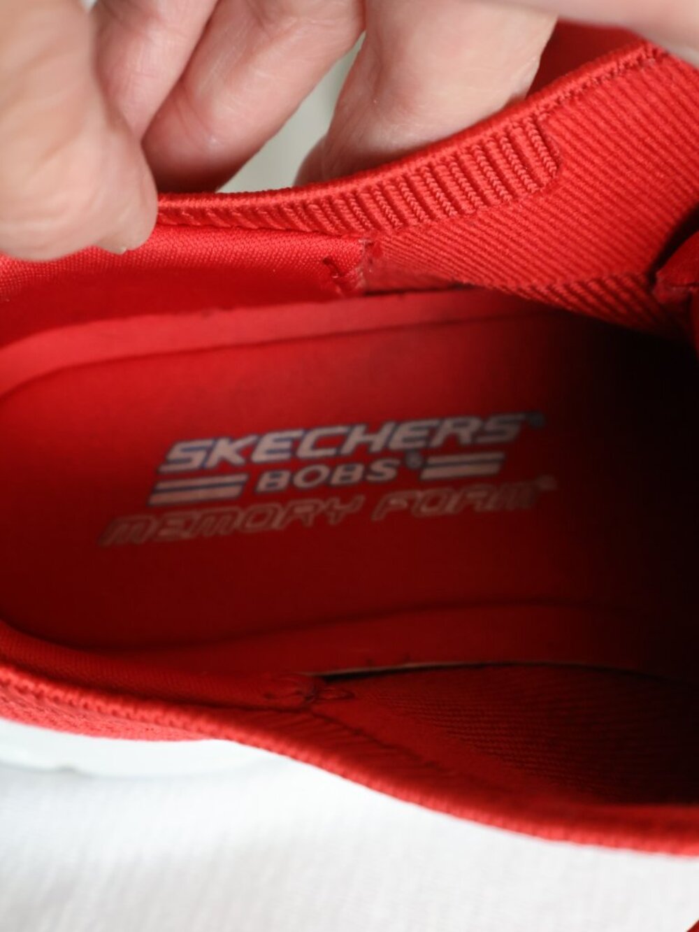 Size 6.5 - Skechers Bobs Lace up Runners - Red and White Sneakers - Picture 8 of 11